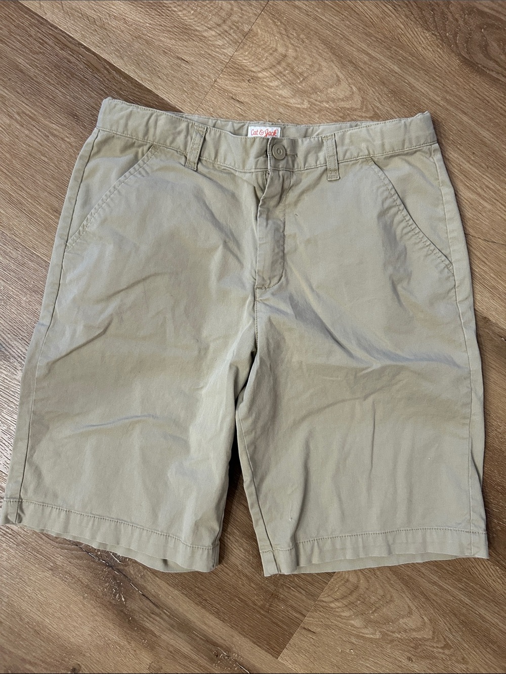 Cat & Jack Men's Khaki Flat Front Chino Shorts